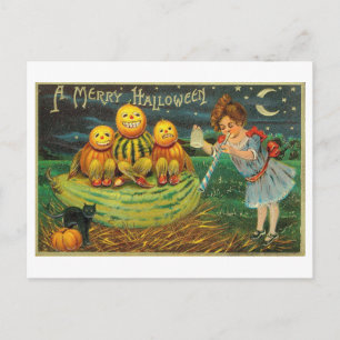 Postal de Vintage de Merry Halloween