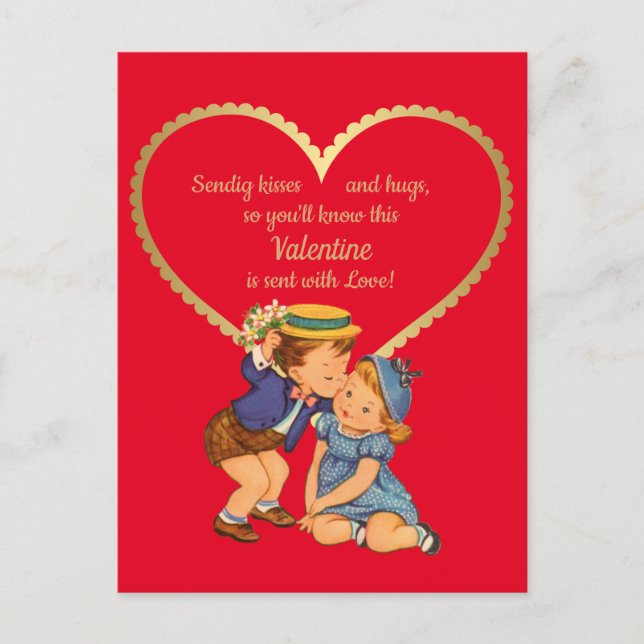 Postal de Vintage Little Boy y Chica 1950 (Anverso)