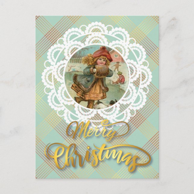 Postal de Vintage Navidades personalizados (Anverso)