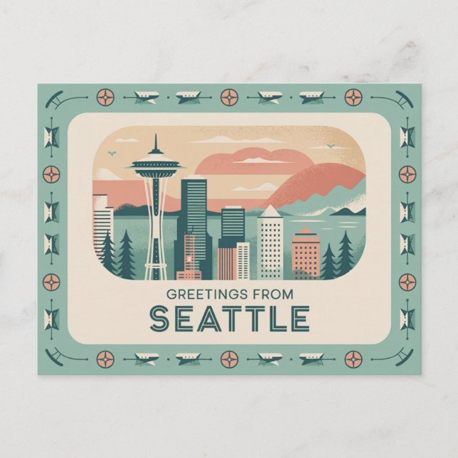 Postal de Vintage Seattle | Saludos desde Seattle (Anverso)