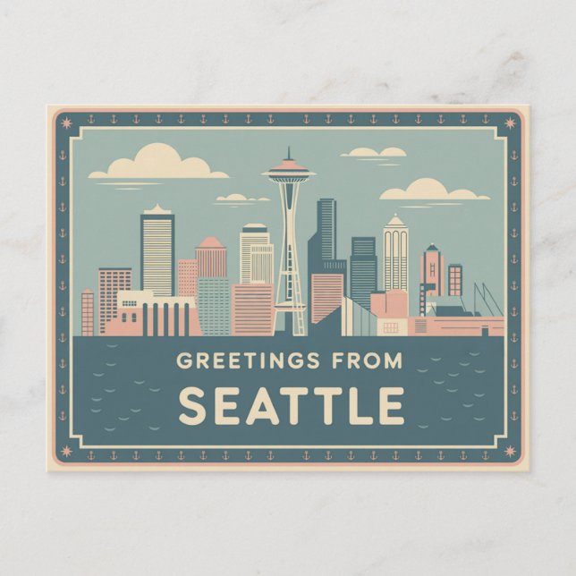 Postal de Vintage Seattle | Saludos desde Seattle (Anverso)