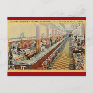 Postal de Vintage Woolworth para el almuerzo de lo