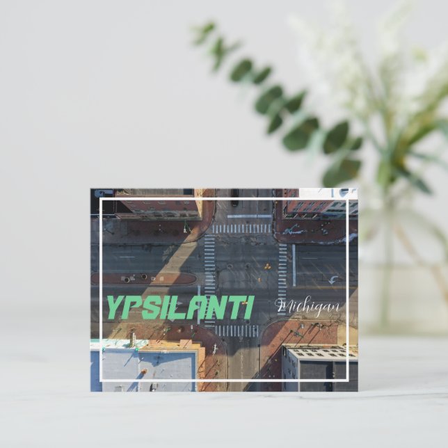 Postal de vista aérea de Ypsilanti Michigan (Anverso de pie)