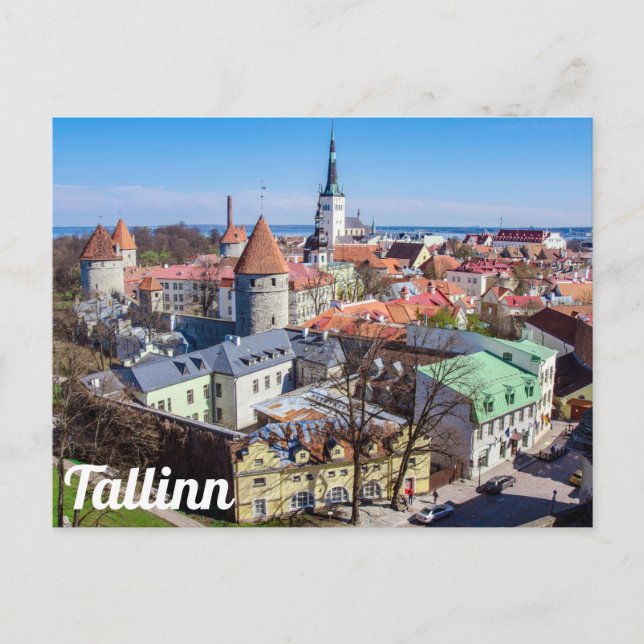 Postal de vista aérea del centro de Tallín (Anverso)