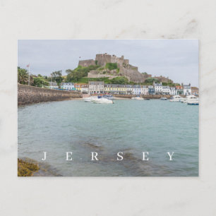 postal de vista al castillo de Jersey Mont Orgueil