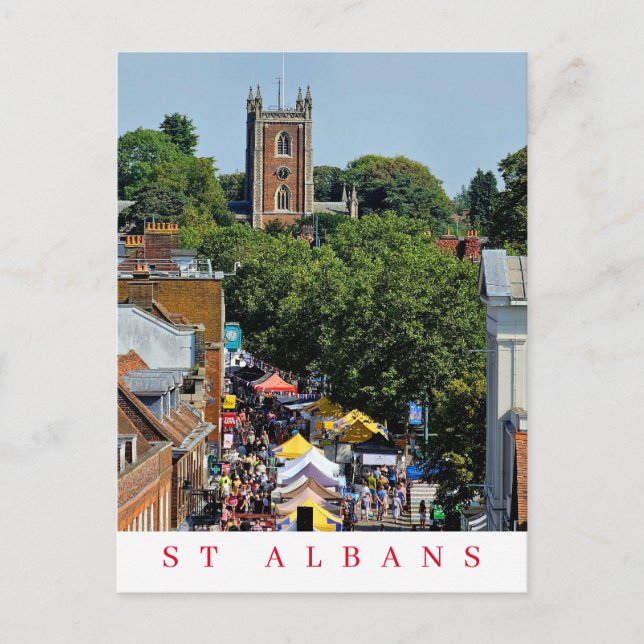 postal de vista al mercado de St Albans (Anverso)