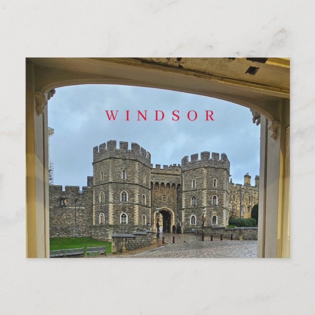 postal de vista con marco de Castillo de Windsor (Anverso)