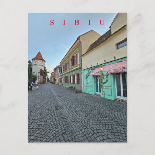 postal de vista de calle de Sibiu