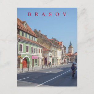 postal de vista de calle del centro de Brasov