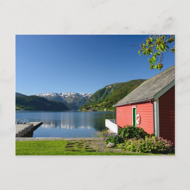 postal de vista de fiordo de Noruega (Anverso)