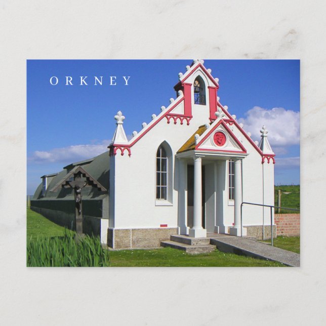 Postal de vista de la capilla italiana Orkney (Anverso)