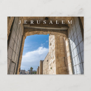postal de vista de la Puerta de Jerusalén