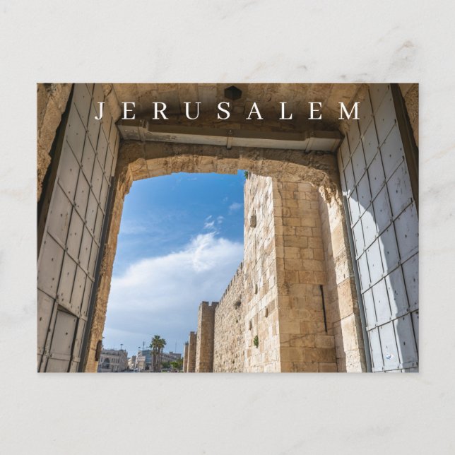 postal de vista de la Puerta de Jerusalén (Anverso)
