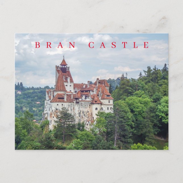 postal de vista del castillo Bran de Rumania (Anverso)