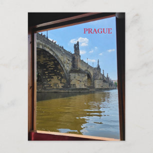 Postal de vista enmarcada del puente Praga Charles