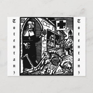 postal de Vom Totentanz Nun y Skeleton