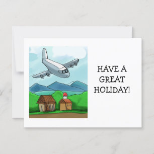 Postal de vuelo de avión caprichoso