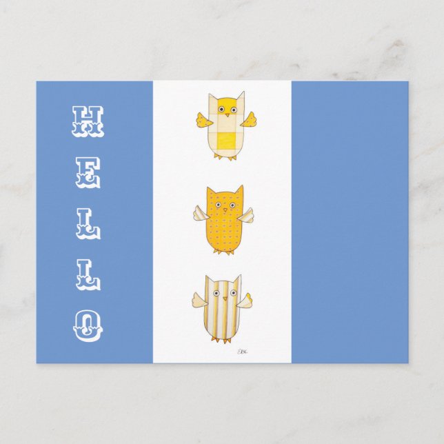 Postal de vuelo de búhos amarillos de 3 (Anverso)