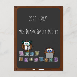 Postal de vuelta a la escuela búho -