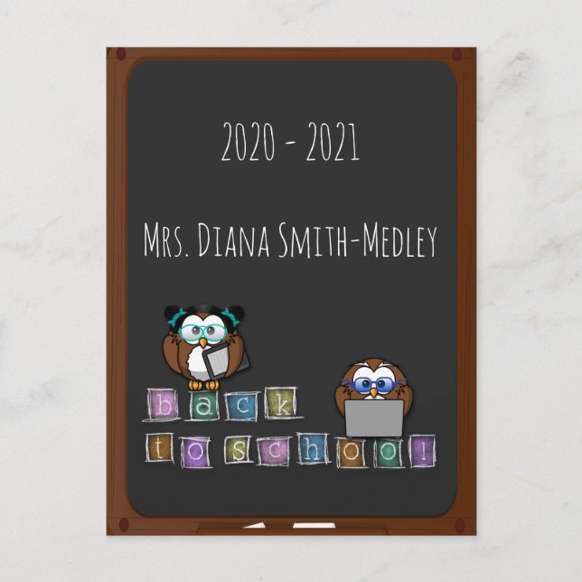 Postal de vuelta a la escuela búho - (Anverso)