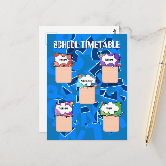 Postal De vuelta a la escuela. CALENDARIO ESCOLAR (Anverso/Reverso In Situ)