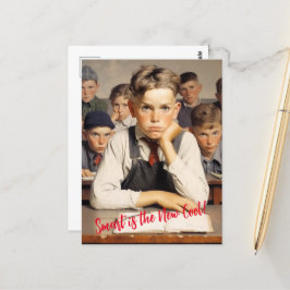 Postal De vuelta a la escuela estilo de los dibujos de No