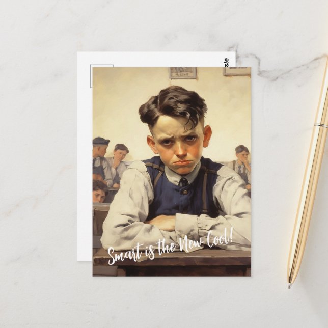 Postal De vuelta a la escuela estilo de los dibujos de No (Anverso/Reverso In Situ)