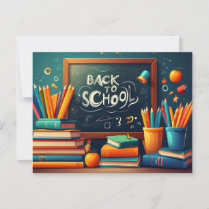 Postal De vuelta a la escuela: libros de pizarra de bienv