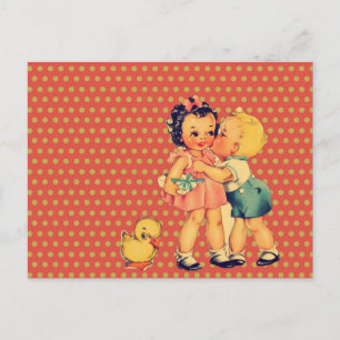 Postal De vuelta a la escuela Retro patrón kitsch Vintage