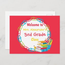 Postal De vuelta a la escuela roja