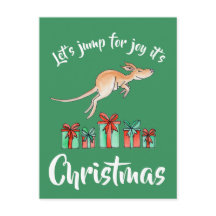 Postal de Whimsy art kangaroo salta a Navidades
