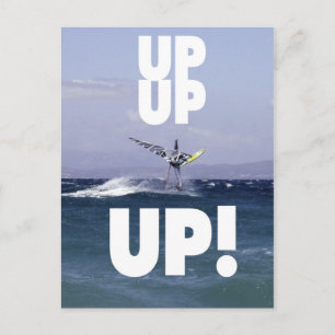Postal de windsurfista en el aire