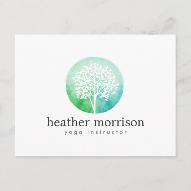 Postal de Yoga y Wellness en Árbol acuático (Anverso)