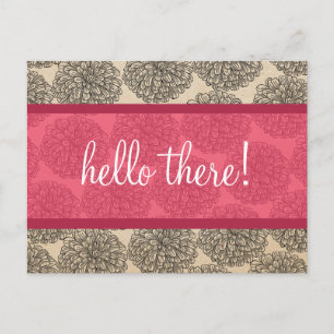 Postal de zinnia rosa