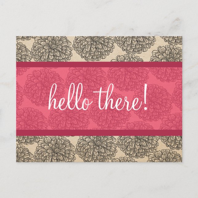 Postal de zinnia rosa (Anverso)