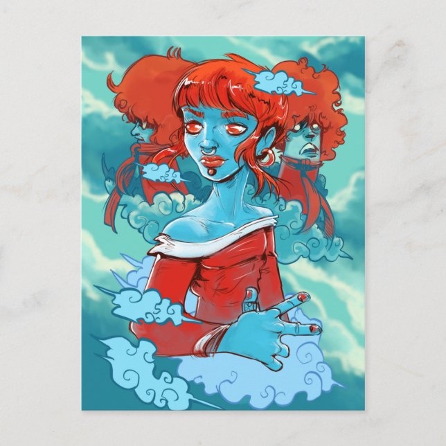 postal de zombies en la nube (Anverso)