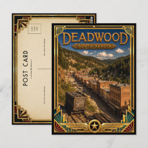 Postal Deadwood Dakota del Sur Arte Deco Vintage Edad Dor