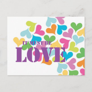 Postal Debe ser amor corazones románticos