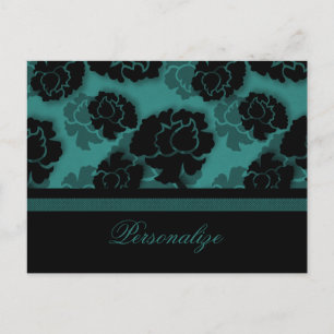 Postal Decadencia Floral Grungia Postcard, Verde azulado