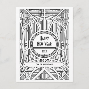Postal Decano de arte retro Feliz Año Nuevo