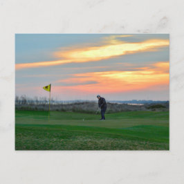 Postal Decimoctavo verde al atardecer en la isla Kiawah