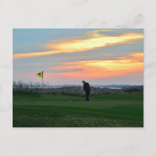 Postal Decimoctavo verde al atardecer en la isla Kiawah