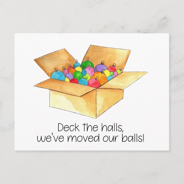 Postal ¡Deck los pasillos, hemos movido nuestras bolas! (Anverso)