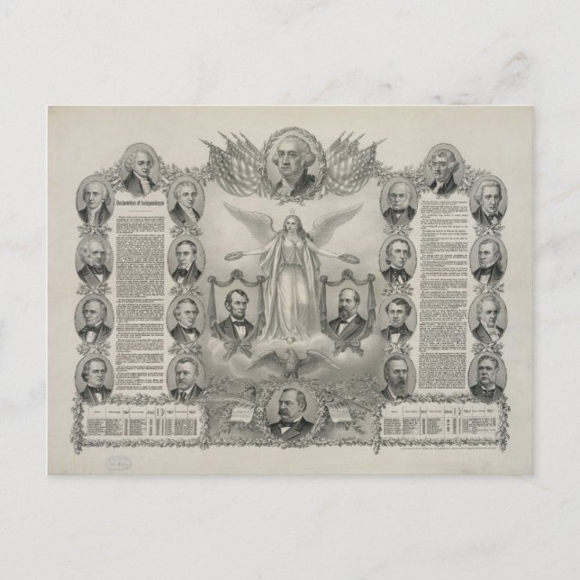 Postal Declaración de Independencia de EE.UU. por Kurz y  (Anverso)