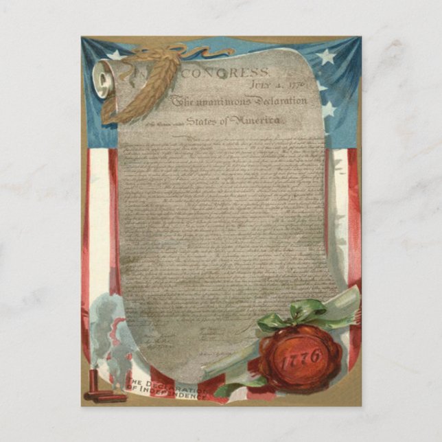 Postal Declaración de Independencia de la bandera de EE.  (Anverso)