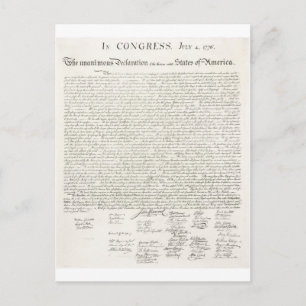 Postal Declaración de Independencia de los Estados Unidos