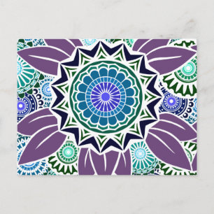 Postal Deco Fandango en morado y azul
