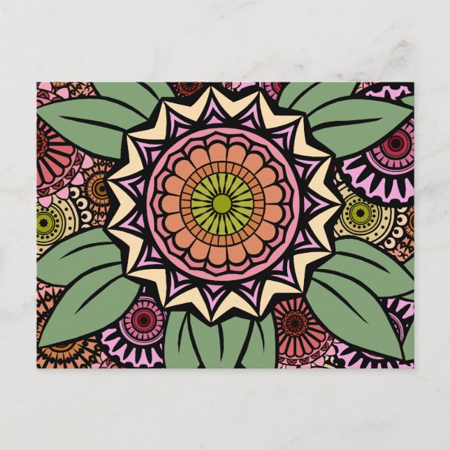 Postal Deco Fandango en Naranja y verde (Anverso)