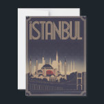 Postal Decoración artística de Estambul<br><div class="desc">Descubra la fascinante elegancia de Estambul con esta postal de estilo art deco. Con monumentos emblemáticos como Santa Sofía, la Mezquita Azul y el Bósforo en un diseño geométrico y elegante, esta obra combina la sofisticación moderna con el encanto histórico de la ciudad. Perfecto para coleccionistas y aficionados al arte...</div>