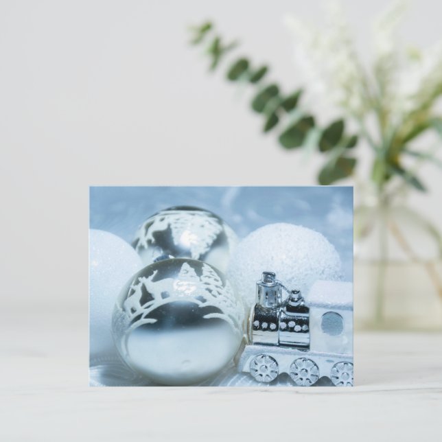 Postal Decoración blanca de invierno. Navidad. (Anverso de pie)